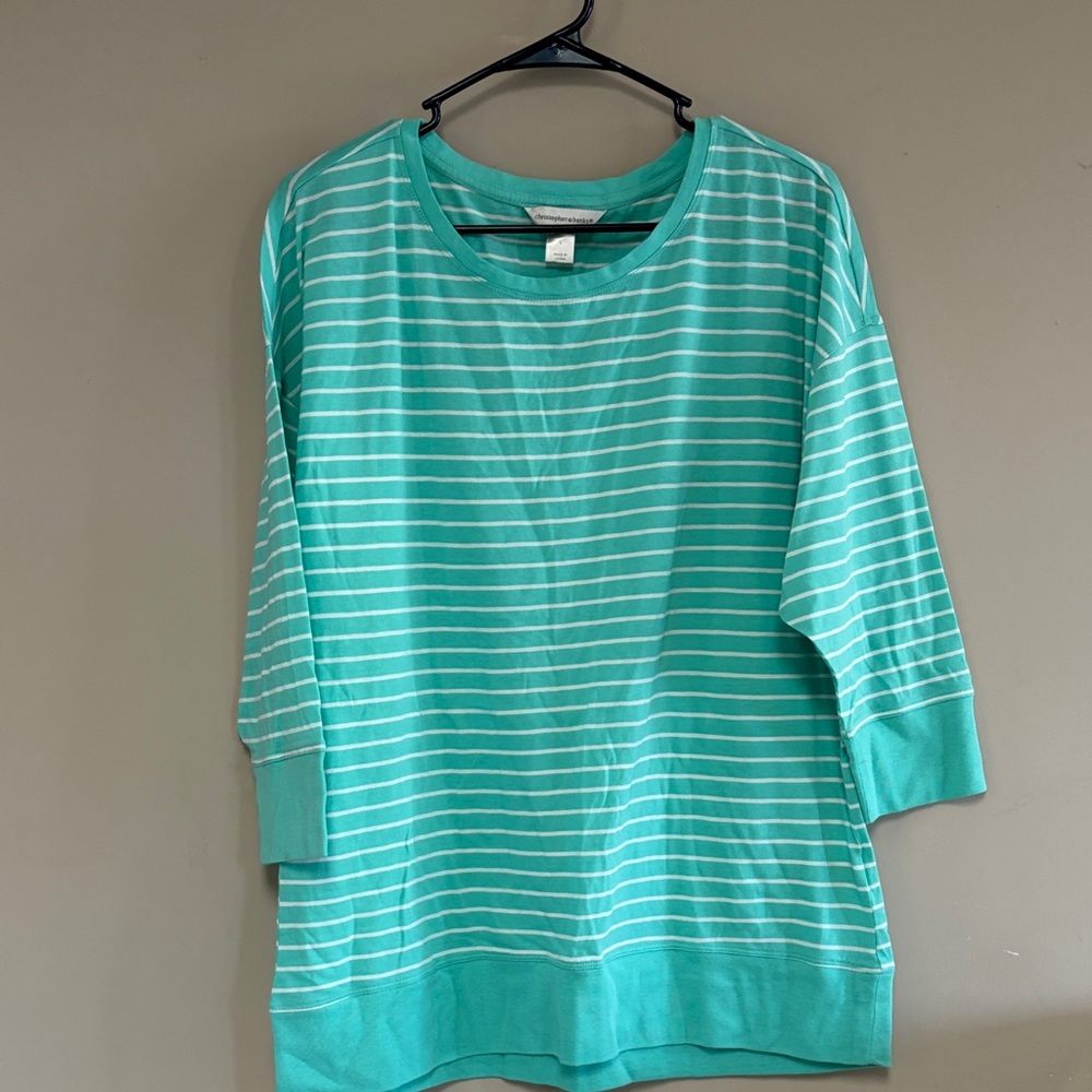 Christopher & Banks Teal Striped Sweatshirt
